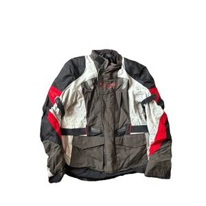 Macna Mens Motorcycle Racer Jacket Size Medium Black Red White